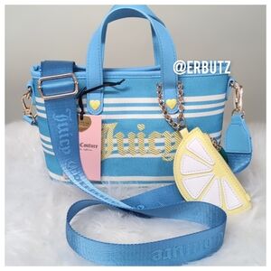 Juicy Couture Blue Gleam Juicy Paradise Mini Bag w/ Strap & Lemon Coin Purse 🍋
